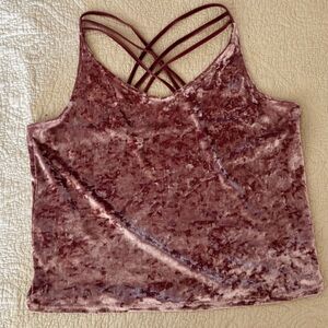 American Eagle Outfitters rose gold velvet cross cross crop tank top size XL